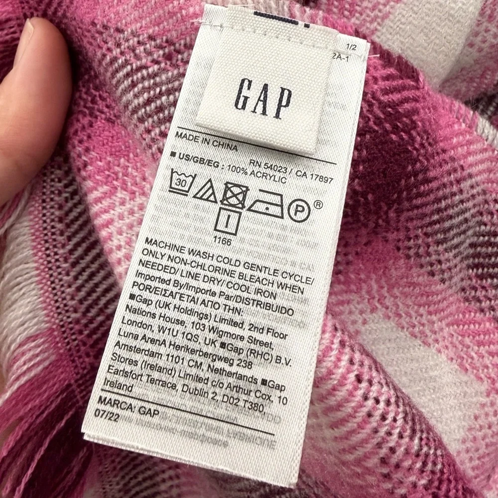 GAP Pink and White Plaid Scarf
